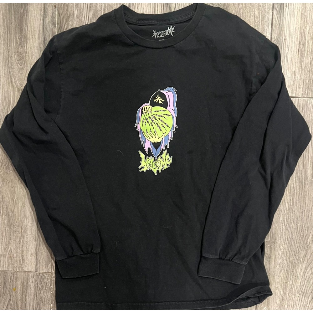 Welcome Skateboards Graphic Long Sleeve T Shirt Black Medium Cotton Graphic Tee